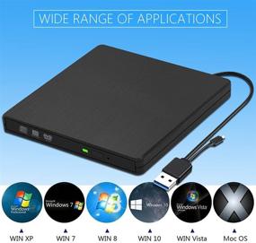 img 1 attached to High-Speed USB 3.0 External CD DVD Drive - Portable Slim Writer for Laptop/MacBook/Windows - Black
