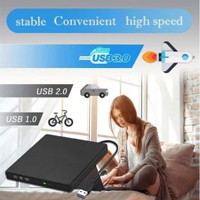 img 2 attached to High-Speed USB 3.0 External CD DVD Drive - Portable Slim Writer for Laptop/MacBook/Windows - Black