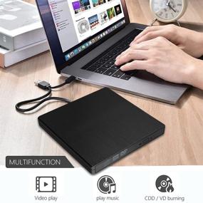 img 3 attached to High-Speed USB 3.0 External CD DVD Drive - Portable Slim Writer for Laptop/MacBook/Windows - Black