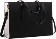 stylish & practical laptop bag for women: light leather tote for business & office - fits 15.6 inch computers logo