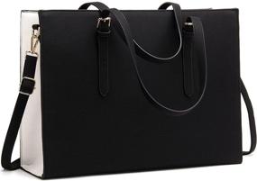 img 4 attached to Stylish & Practical Laptop Bag for Women: Light Leather Tote for Business & Office - Fits 15.6 Inch Computers