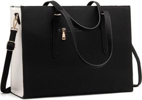 img 3 attached to Stylish & Practical Laptop Bag for Women: Light Leather Tote for Business & Office - Fits 15.6 Inch Computers