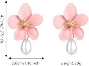 img 1 attached to Boho Flower Stud Earrings for Women and Girls - Daisy Shaped Earrings with Gold Bud, Double Metal Flower Dangle and Drop Post Earrings - Set of 4