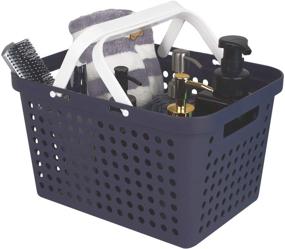 img 4 attached to JiatuA Plastic Storage Basket: Ultimate Portable Organizer 🗑️ for Bathroom, Dorm, Kitchen & Bedroom - Light Black