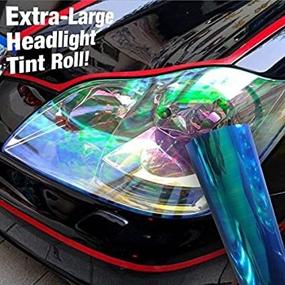 img 1 attached to Gloss Chameleon Blue Rainbow Vinyl Headlight Wet Tinting Adhesive Wrap Roll - Extra Large 12 Inchx 60 Inch