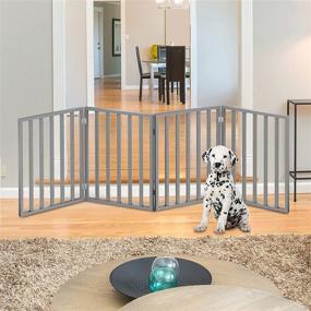 img 3 attached to 🚪 Freestanding Wooden Dog Gate for Doorways, Stairs, or House - PETMAKER Pet Gate Collection: Folding Accordion Style Indoor Dog Fence