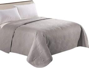 img 4 attached to 🏖️ HollyHOME Coastal Super Soft Solid Single Shell Parttern Pinsonic Quilted Bed Quilt Bedspread Bed Cover - Grey Twin: Ultimate Comfort in Coastal Style