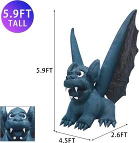 img 2 attached to 🦇 GOOSH 6ft Halloween Inflatable Gray Bat Monster with White Lights - Perfect for Indoor/Outdoor Halloween Party Decorations