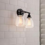 💡 2-light wall sconce vanity lamp, matte black vintage porch wall fixture with clear glass shade, modern bathroom lights for dressing table hallway living room, bulb not included логотип