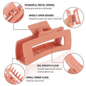 img 2 attached to Wonderwin 8 БОЛЬШИХ ЗАЁМОВ ДЛЯ ВОЛОС - Современные прямоугольные защёлки для волос для женщин - Нескользящие клипсы для облегчения укладки (Янтарь, блестящий черный, розовый, пыльно-розовый, оранжевый, матча-зеленый, синий, черный)