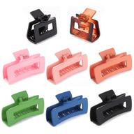 wonderwin 8 pcs large hair claw clips - trendy rectangular hair clips for women - non-slip modified hairstyle clips (amber, glossy black, pink, dusty pink, orange, matcha green, blue, black) logo