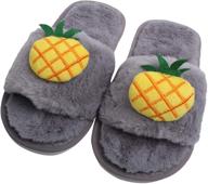 yinbwol kids fuzzy house slippers cute comfy faux fur slip on fluffy plush open toe bedroom shoes for indoor outdoor use logo