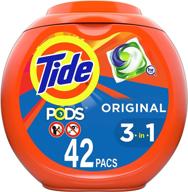 🌊 tide pods liquid laundry detergent pacs, original scent - 42 count: powerful cleaning in convenient pacs! logo