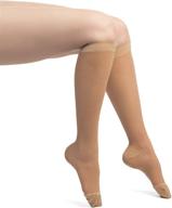 🧦 evonation women's usa made sheer compression socks 15-20 mmhg - moderate pressure medical quality knee high support stockings hose for circulation and travel (medium, tan nude beige) logo