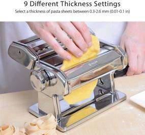 img 2 attached to 🍝 iSiLER 150 Roller Pasta Maker: Adjustable Thickness Settings, Aluminum Alloy Rollers, Perfect for Various Pastas