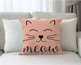 img 3 attached to 🐱 Moslion Cute Cat Face Pillow Cover: Decorative Throw Pillow Case with Meow Smile, 18x18 Inch, Cotton Linen Cushion Cover for Sofa, Bedroom, and More! (Pink)