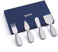 gift-ready 4-piece cheese knife set: lightweight stainless steel cheese knives, slicer, cutter, spreader, fork logo