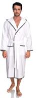 cotton hooded bathrobe in white and gray by towelselections logo