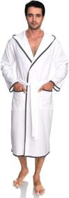 img 2 attached to Cotton Hooded Bathrobe in White and Gray by TowelSelections