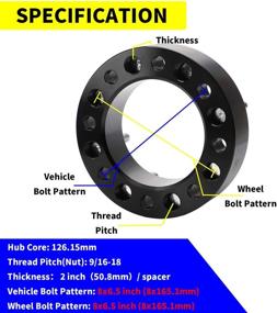 img 3 attached to 🔧 Улучшите производительность колес: EOTH 8x6.5 Расширители колес для Ram 2500 3500 и F-250 F-350 - 2 дюйма, 8x165.1, отверстие ступицы 126.15 мм, болты 9/16-18.