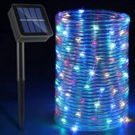 🔆 outdoor solar rope christmas lights: 33ft tubing string lights with 100 led twinkle – ip65 waterproof for trampoline, house party, holiday xmas decorations logo