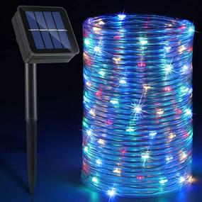 img 4 attached to 🔆 Outdoor Solar Rope Christmas Lights: 33ft Tubing String Lights with 100 LED Twinkle – IP65 Waterproof for Trampoline, House Party, Holiday Xmas Decorations