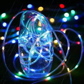 img 1 attached to 🔆 Outdoor Solar Rope Christmas Lights: 33ft Tubing String Lights with 100 LED Twinkle – IP65 Waterproof for Trampoline, House Party, Holiday Xmas Decorations