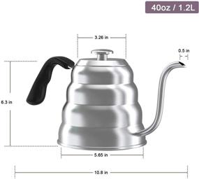 img 3 attached to Stainless Steel Gooseneck Pour Over Kettle with Thermometer - 40 oz/1.2L Coffee & Tea Pot for Stove & Any Heat Source