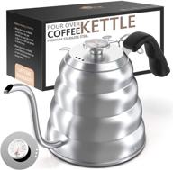 stainless steel gooseneck pour over kettle with thermometer - 40 oz/1.2l coffee & tea pot for stove & any heat source logo