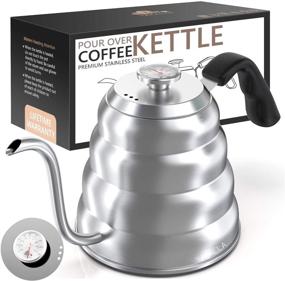 img 4 attached to Stainless Steel Gooseneck Pour Over Kettle with Thermometer - 40 oz/1.2L Coffee & Tea Pot for Stove & Any Heat Source