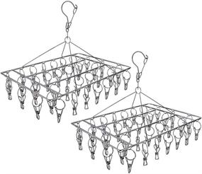 img 4 attached to WICONCEPT Sock Drying Rack: 36 Stainless Steel Clips for Efficient Laundry Drying - Wind-Proof Clothes Hanger Rack - Ideal for Socks, Bras, and More (2 Pack)