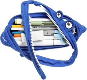 img 3 attached to ROYAL BLUE ZIPIT Monster Pencil Case for Boys - Holds Up to 30 Pens, Machine Washable, Made of One Long Zipper!