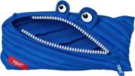 royal blue zipit monster pencil case for boys - holds up to 30 pens, machine washable, made of one long zipper! логотип