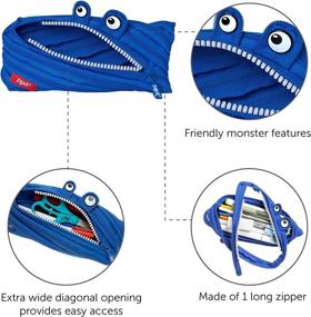 img 2 attached to ROYAL BLUE ZIPIT Monster Pencil Case for Boys - Holds Up to 30 Pens, Machine Washable, Made of One Long Zipper!