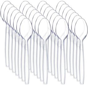 img 2 attached to 🥄 Liacere 360 Clear Plastic Spoons - Heavyweight Disposable Utensils - 6.7-inch Heavy Duty Clear Cutlery - Ideal for Parties and Restaurants