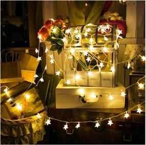 img 2 attached to 🌟 KIMAIRY LED Xmas Fairy Star String Lights - USB Plug-in, 34 Ft, 80 LEDs | Wedding Christmas Halloween Decorations | Tree Plants Gold Stary Light (Battery not Included, Warm White)