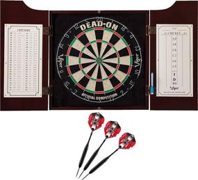 img 4 attached to Viper Hudson Dart Center: Premium All-in-One Classic Wood Cabinet with Official Sisal Dartboard, Steel-Tip Dart Set, Scoreboard & Out-Chart - Mahogany Finish