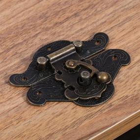 img 2 attached to 🗝️ Set of 3 Retro Vintage Latch Hasp Pad Chest Lock Plates for Furniture Wooden Box Jewelry Case Cabinet - Includes Screws (82 x 65mm/3.2 x 2.6in)