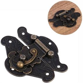 img 1 attached to 🗝️ Set of 3 Retro Vintage Latch Hasp Pad Chest Lock Plates for Furniture Wooden Box Jewelry Case Cabinet - Includes Screws (82 x 65mm/3.2 x 2.6in)