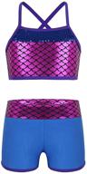 🧜 agoky girls' mermaid swimwear gymnastics activewear with sequins logo