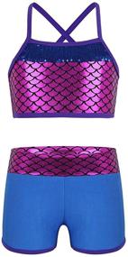 img 4 attached to 🧜 Agoky Girls' Mermaid Swimwear Gymnastics Activewear with Sequins