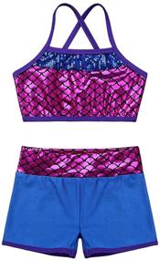 img 2 attached to 🧜 Agoky Girls' Mermaid Swimwear Gymnastics Activewear with Sequins