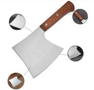 🔪 heavy-duty cleaver: stainless steel meat, bone, and chinese chef cuter with solid wood handle - multifunctional kitchen tool for home use logo