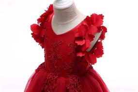 img 1 attached to 🌺 Weileenice Flower Girl Lace Dress for Pageants, Weddings, Christmas, and Holiday Parties