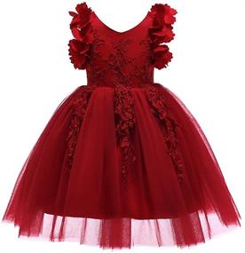 img 4 attached to 🌺 Weileenice Flower Girl Lace Dress for Pageants, Weddings, Christmas, and Holiday Parties