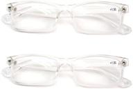 👓 ultimate fashionable rectangular reading glasses - trendy simple readers (2 pairs) logo