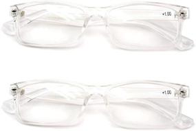 img 3 attached to 👓 Ultimate Fashionable Rectangular Reading Glasses - Trendy Simple Readers (2 Pairs)