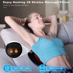 img 3 attached to 🌿 Shiatsu Massage Pillow: Heat Deep Tissue Massager for Pain Relief - Perfect Gift for Women, Men, Mom, Dad - Ideal for Neck, Back, Shoulders, Foot, Calf, Leg, and Hand - Use at Home, Office, or Car