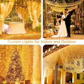 img 1 attached to 🎄 Ollny Christmas Curtain Lights Fairy Twinkle LED String Lights 6.6FT 8 Lighting Modes USB Remote Dimmable Warm White Window Wall Hanging Light for Xmas Tree Bedroom Wedding Party Home Outdoor Indoor