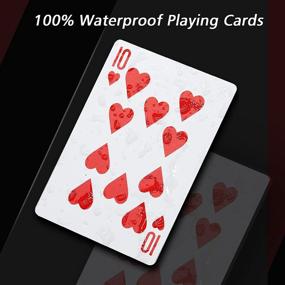 img 1 attached to 🃏 INTEGEAR 2 Deck Waterproof Plastic Poker Cards for Texas Holdem & More Card Games - Standard & Jumbo Index - Blue/Red 2 Pack (Standard Index)